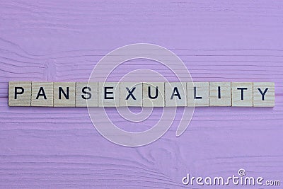 word pansexuality from small gray wooden letters Stock Photo