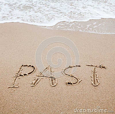 Word past written on the sand Stock Photo