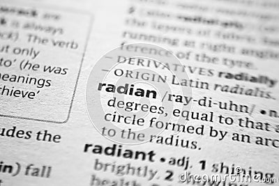 Word or phrase Radian in a dictionary Stock Photo