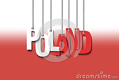 The word Poland hang on the ropes Vector Illustration