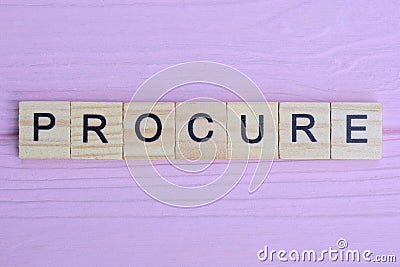 word procure from small gray wooden letters Stock Photo