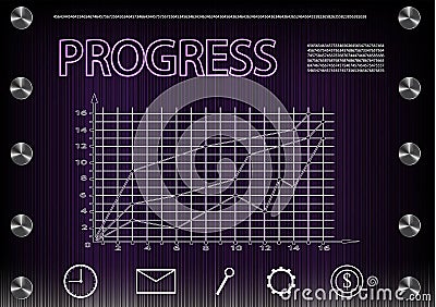 Word `progress` on a purplen background Vector Illustration