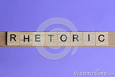 word rhetoric made from wooden gray letters Stock Photo