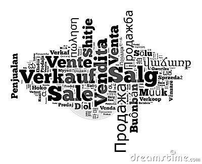 Word Sale in different languages Stock Photo