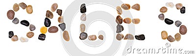 Word SALES handmade with stones boulders. Collection words with stones. Stock Photo