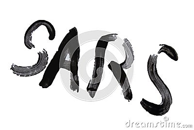 Word sars written in English paint on a white background close-up Stock Photo