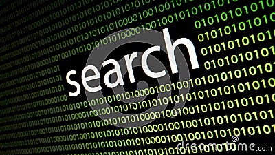 The word `search` on lcd screen. Stock Photo