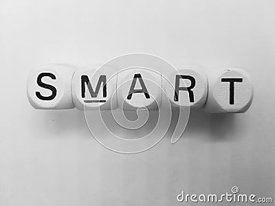 Word smart spelled on dice Stock Photo