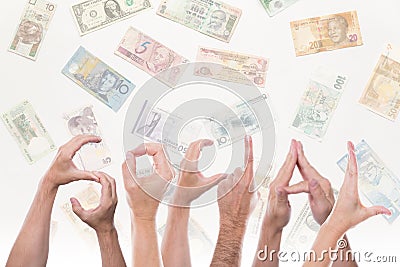 Word social with different currencies Stock Photo