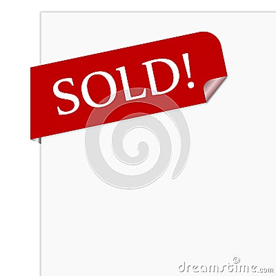 The word SOLD on a red sticker or sign Stock Photo