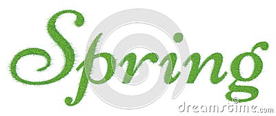 The word is spring, written in green grass. Vector illustration Vector Illustration