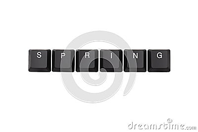 Word spring written on keyboard. Isolated on white Stock Photo