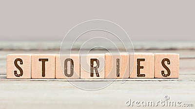 Word Stories on wood cubes Stock Photo