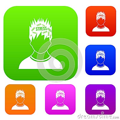 Word stress in the head of man set collection Vector Illustration