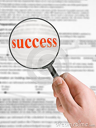 Word Success, magnifying glass Stock Photo