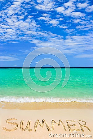 Word Summer on beach Stock Photo