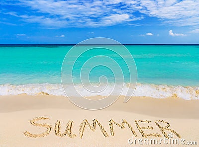 Word Summer on beach Stock Photo