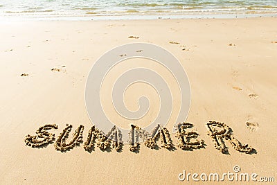 Word summer on beach Stock Photo