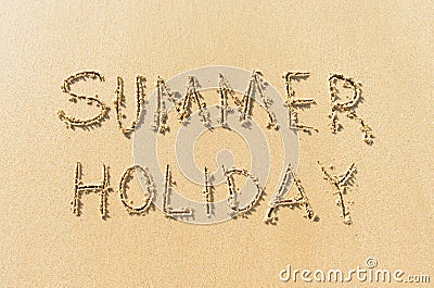 Word summer holiday on beach Stock Photo