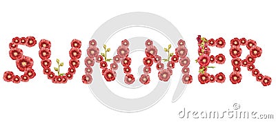 The word `Summer`. Red inscription on white background. Stock Photo