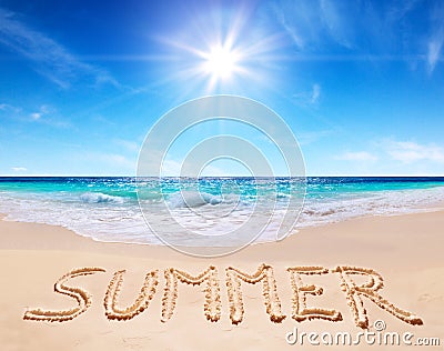 Word summer on the tropical beach Stock Photo