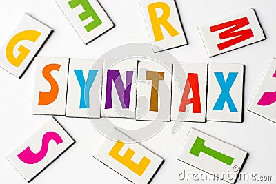 Word syntax made of colorful letters Stock Photo