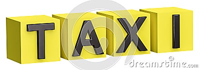 Word TAXI on yellow cubes. Cab transportation logo sign. Isolated on transparent png Stock Photo