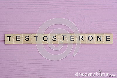 word testosterone from small gray wooden letters Stock Photo