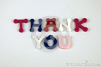The word Thank You formed with colorful felt letters Stock Photo
