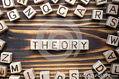 Word theory composed of wooden cubes with letters Stock Photo