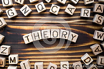 Word theory composed of wooden cubes with letters Stock Photo