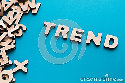 Word Trend on blue background Stock Photo