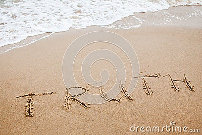 Word truth written on the sand Stock Photo