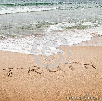 Word truth written on the sand Stock Photo