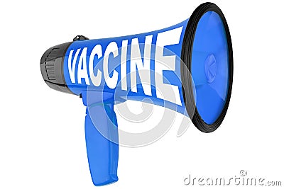 Word VACCINE, megaphone white background isolated, Coronavirus immunization, covid 19 treatment, vaccination symbol Stock Photo