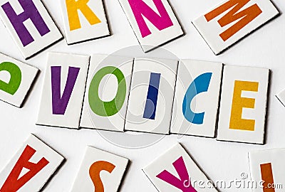 Word voice made of colorful letters Stock Photo