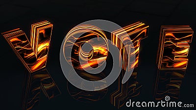 Word Vote written in 3D letters on black background woth reflection, 3D rendering Stock Photo