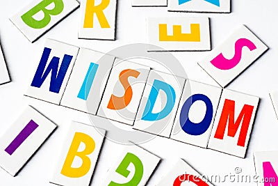 Word wisdom made of colorful letters Stock Photo