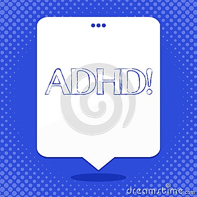 Word writing text Adhd. Business concept for Learning made easier for children teaching no more a difficult task Blank Stock Photo