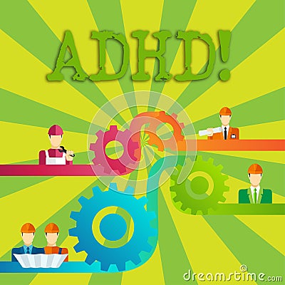 Word writing text Adhd. Business concept for Learning made easier for children teaching no more a difficult task Cog Stock Photo