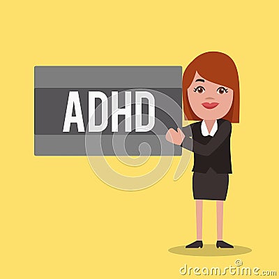 Word writing text Adhd. Business concept for Mental health disorder of children Hyperactive Trouble paying attention Stock Photo