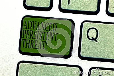 Word writing text Advanced Persistent Threat. Business concept for unauthorized user gains access to a system Keyboard Stock Photo