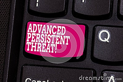 Word writing text Advanced Persistent Threat. Business concept for unauthorized user gains access to a system Keyboard Stock Photo