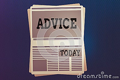 Word writing text Advice. Business concept for recommendation is given regarding a decision or course of conduct Stock Photo