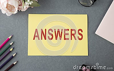 Business concept for Reactions responses to questions statements or situations Choices Flat lay above Stock Photo