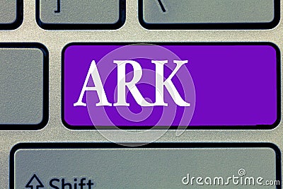 Word writing text Ark. Business concept for Large wooden ship built by Noah in order to survive from flood Stock Photo