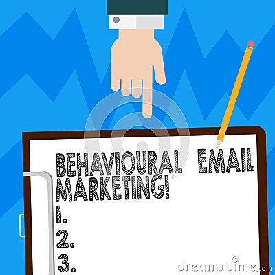 Word writing text Behavioural Email Marketing. Business concept for customercentric trigger base messaging strategy Hu analysis Stock Photo