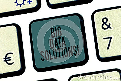 Word writing text Big Data Solutions. Business concept for mean massive volume of both structured unstructured infos Stock Photo