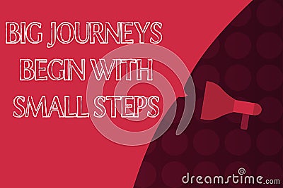 Word writing text Big Journeys Begin With Small Steps. Business concept for Start up a new business venture Stock Photo