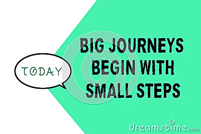 Word writing text Big Journeys Begin With Small Steps. Business concept for Start up a new business venture Stock Photo